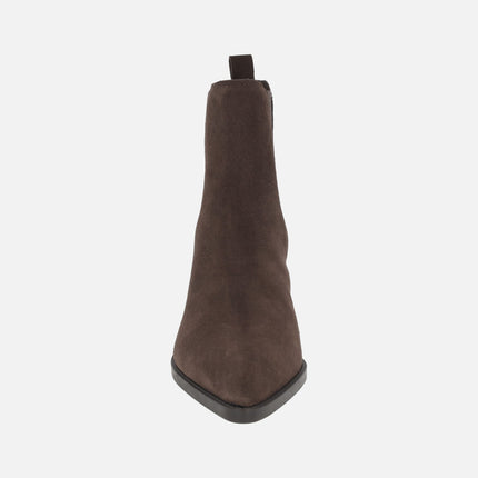 AFT HONORE heeled ankle boots in brown suede with elastics