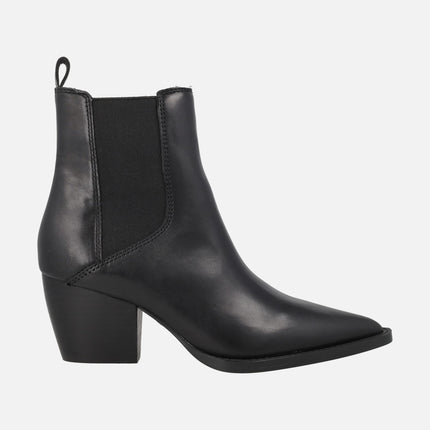 Botines de tacón AFT HONORE en piel negra con elásticos