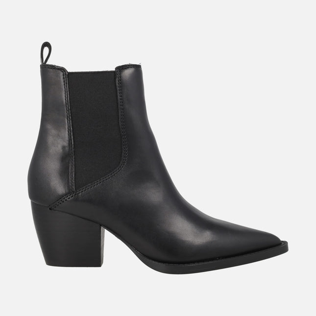 Botines de tacón AFT HONORE en piel negra con elásticos