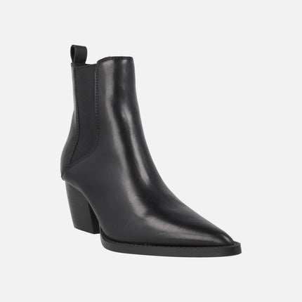 Botines de tacón AFT HONORE en piel negra con elásticos