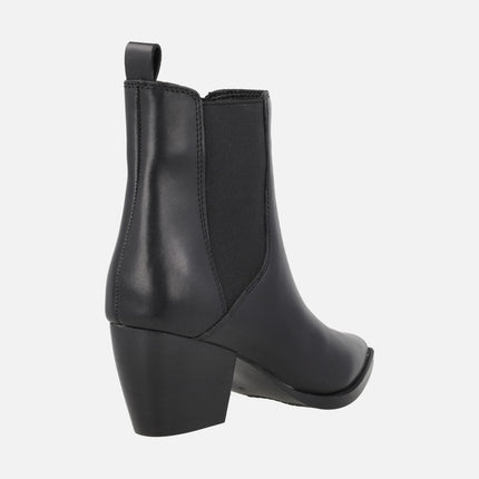 Botines de tacón AFT HONORE en piel negra con elásticos