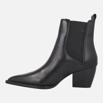 Botines de tacón AFT HONORE en piel negra con elásticos