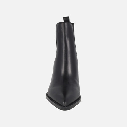 Botines de tacón AFT HONORE en piel negra con elásticos
