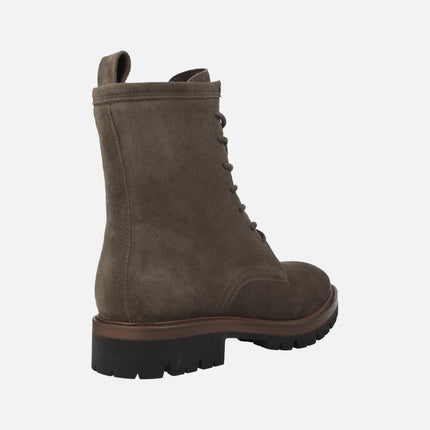 AFT MILITARE ankle boots in taupe suede with laces and zipper