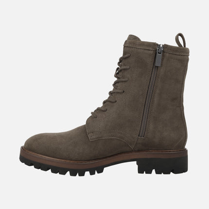 AFT MILITARE ankle boots in taupe suede with laces and zipper