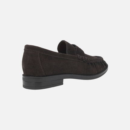 AFT OXFORD moccasins for women in brown suede with mask and gathers