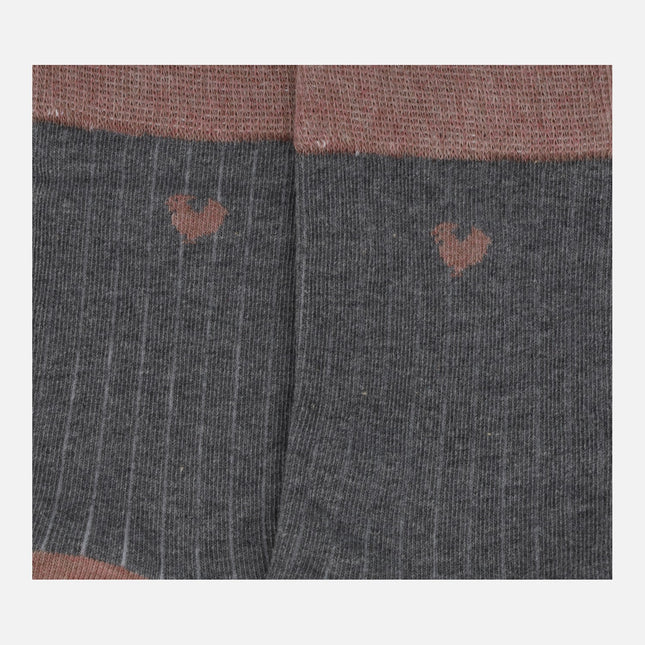 Calcetines bicolor para mujer en gris y rosa talla única 36-41