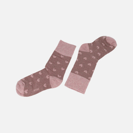 Women's two-tone socks with chicken print, one size 36-41