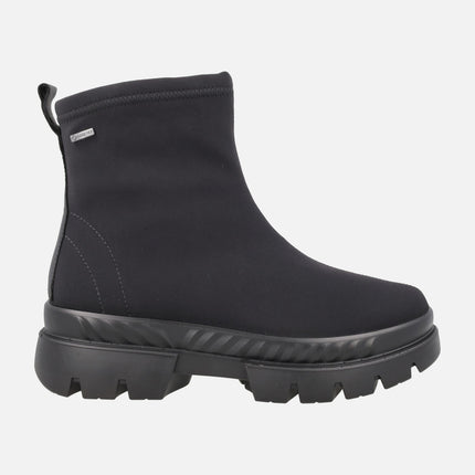 Botines para mujer en tejido negro con cremallera y membrana GORE-TEX