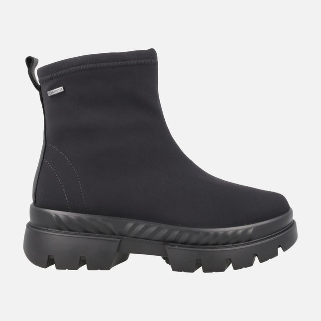 Botines para mujer en tejido negro con cremallera y membrana GORE-TEX
