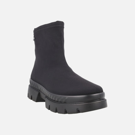 Botines para mujer en tejido negro con cremallera y membrana GORE-TEX