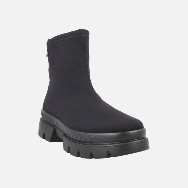 Botines para mujer en tejido negro con cremallera y membrana GORE-TEX