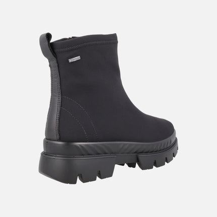 Botines para mujer en tejido negro con cremallera y membrana GORE-TEX