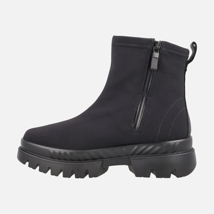Botines para mujer en tejido negro con cremallera y membrana GORE-TEX