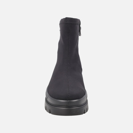 Botines para mujer en tejido negro con cremallera y membrana GORE-TEX