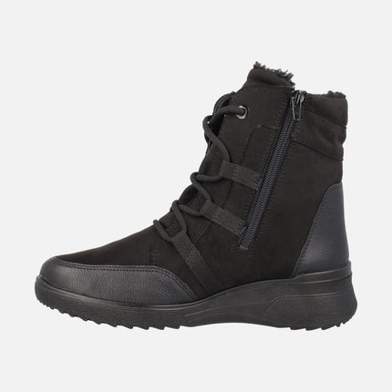 Botines de cordones para mujer en negro con membrana impermeable
