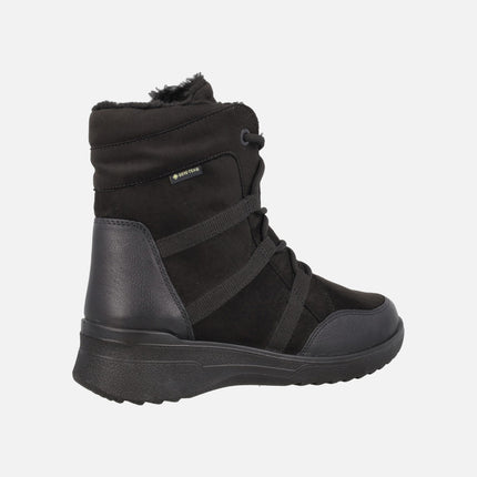 Botines de cordones para mujer en negro con membrana impermeable