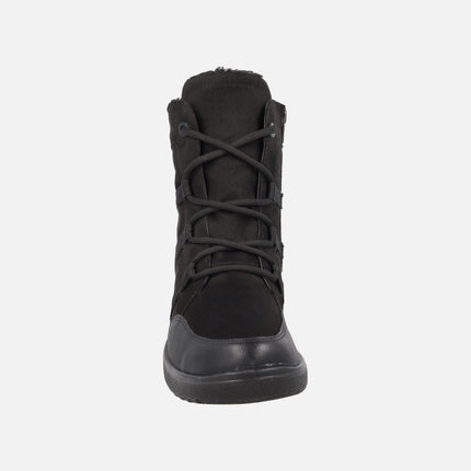 Botines de cordones para mujer en negro con membrana impermeable