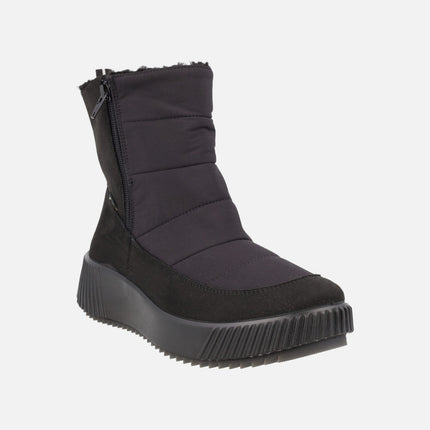 Botines negros para mujer en tejido acolchado con doble cremallera y membrana GORE-TEX