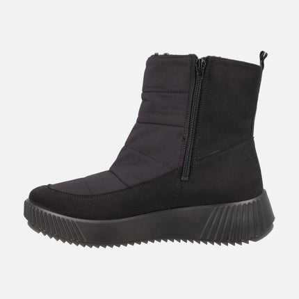 Botines negros para mujer en tejido acolchado con doble cremallera y membrana GORE-TEX