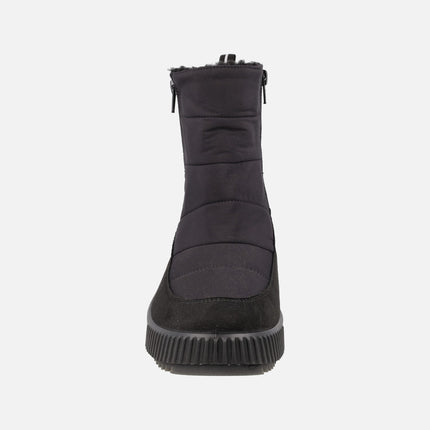 Botines negros para mujer en tejido acolchado con doble cremallera y membrana GORE-TEX