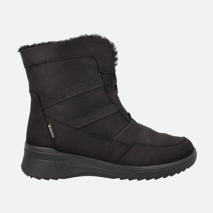 Botines negros para mujer en tejido con cremallera frontal y GORE-TEX