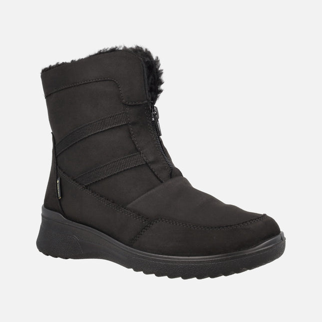 Botines negros para mujer en tejido con cremallera frontal y GORE-TEX