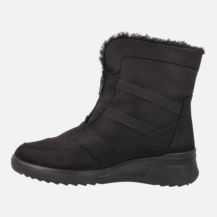 Botines negros para mujer en tejido con cremallera frontal y GORE-TEX