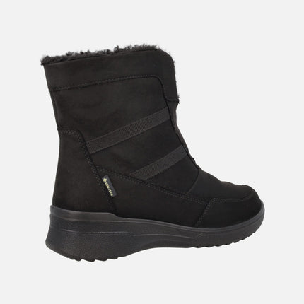 Botines negros para mujer en tejido con cremallera frontal y GORE-TEX