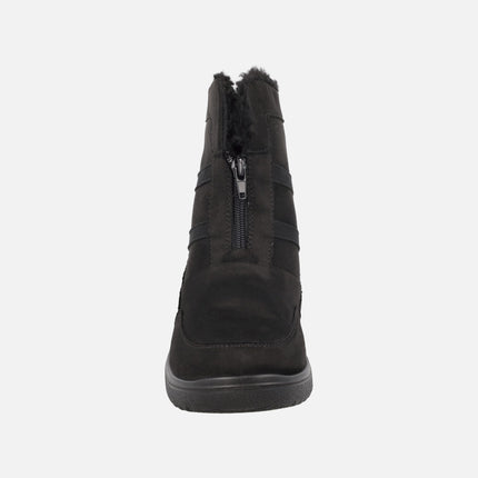 Botines negros para mujer en tejido con cremallera frontal y GORE-TEX