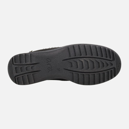 Botines negros para mujer en tejido con cremallera frontal y GORE-TEX