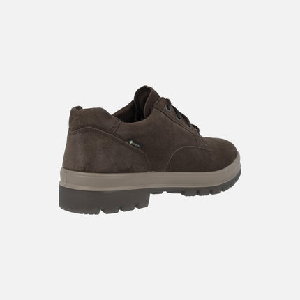 Zapatos de cordones para hombre en serraje marrón con membrana GORE-TEX