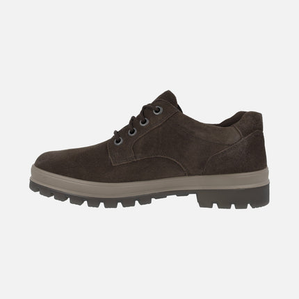 Zapatos de cordones para hombre en serraje marrón con membrana GORE-TEX
