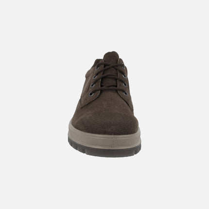 Zapatos de cordones para hombre en serraje marrón con membrana GORE-TEX