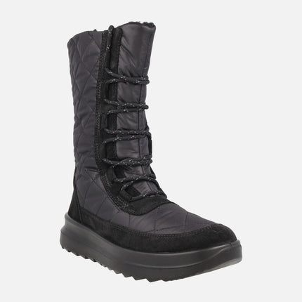 Quilted mid-leg GTX boots with laces and zipper