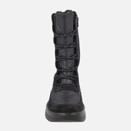 Quilted mid-leg GTX boots with laces and zipper