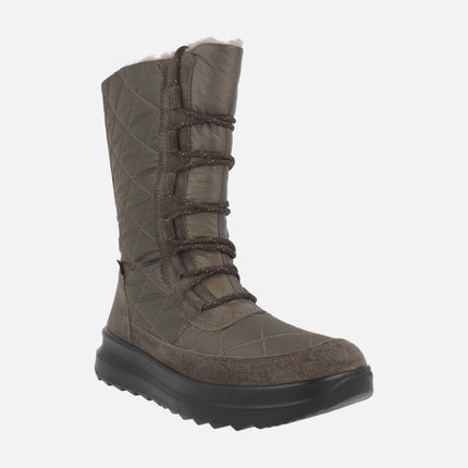Quilted mid-leg GTX boots with laces and zipper