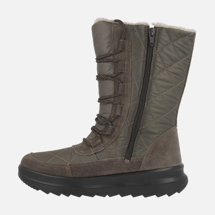 Quilted mid-leg GTX boots with laces and zipper