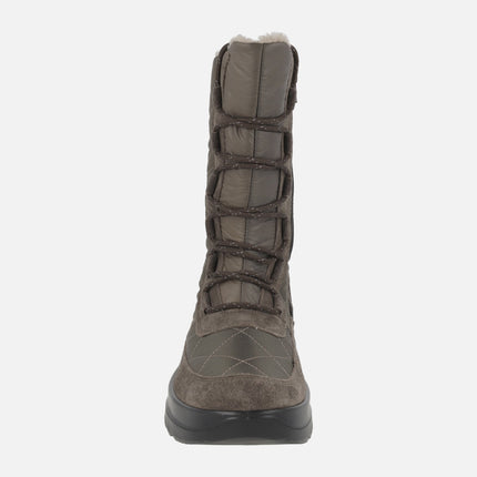 Quilted mid-leg GTX boots with laces and zipper