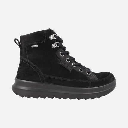 Botines para mujer en serraje negro con membrana impermeable GTX