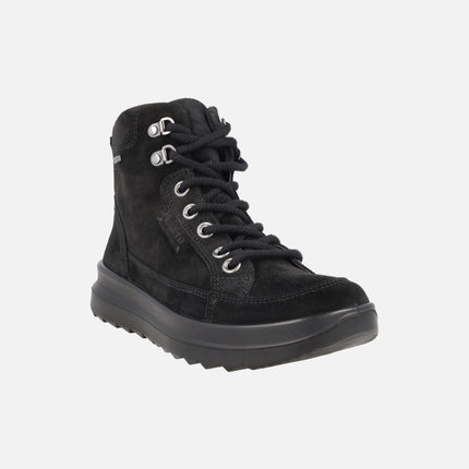 Botines para mujer en serraje negro con membrana impermeable GTX