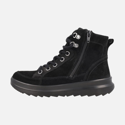 Botines para mujer en serraje negro con membrana impermeable GTX