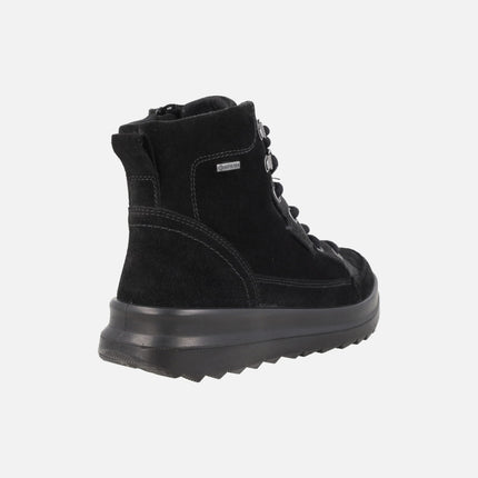 Botines para mujer en serraje negro con membrana impermeable GTX