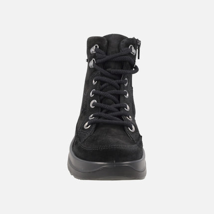 Botines para mujer en serraje negro con membrana impermeable GTX