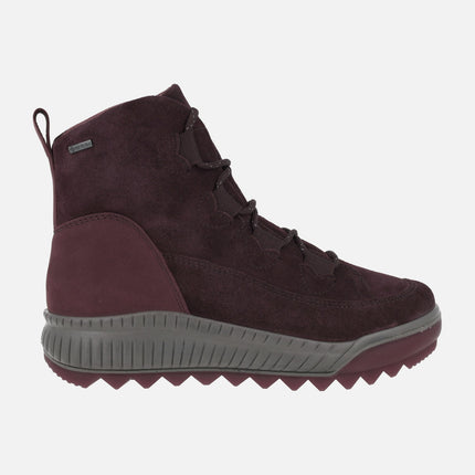 Lace-up ankle boots with GORE-TEX membrane in burgundy combination