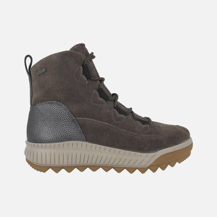 Botines de cordones para mujer con membrana impermeable en combinado taupe