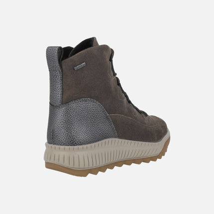 Botines de cordones para mujer con membrana impermeable en combinado taupe