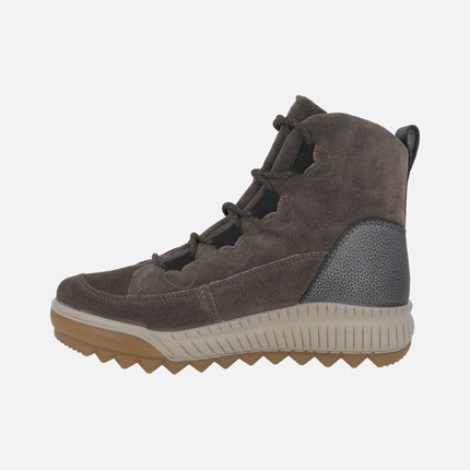 Botines de cordones para mujer con membrana impermeable en combinado taupe