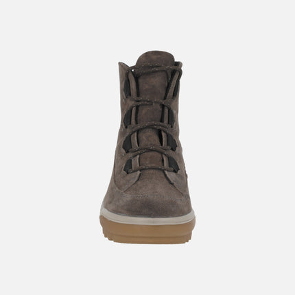 Botines de cordones para mujer con membrana impermeable en combinado taupe