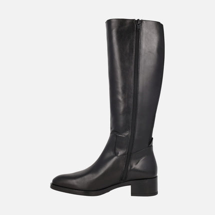 Botas altas Bonjour 08 en piel negra con pieza elástica en la parte trasera